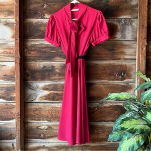 Pussybow dress Modcloth “Rise” 10 wine /  35” waist / 2010s